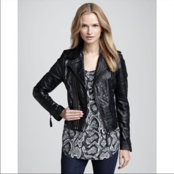 Joie croco print embossed real genuine leather jacket - Picture 2 of 4